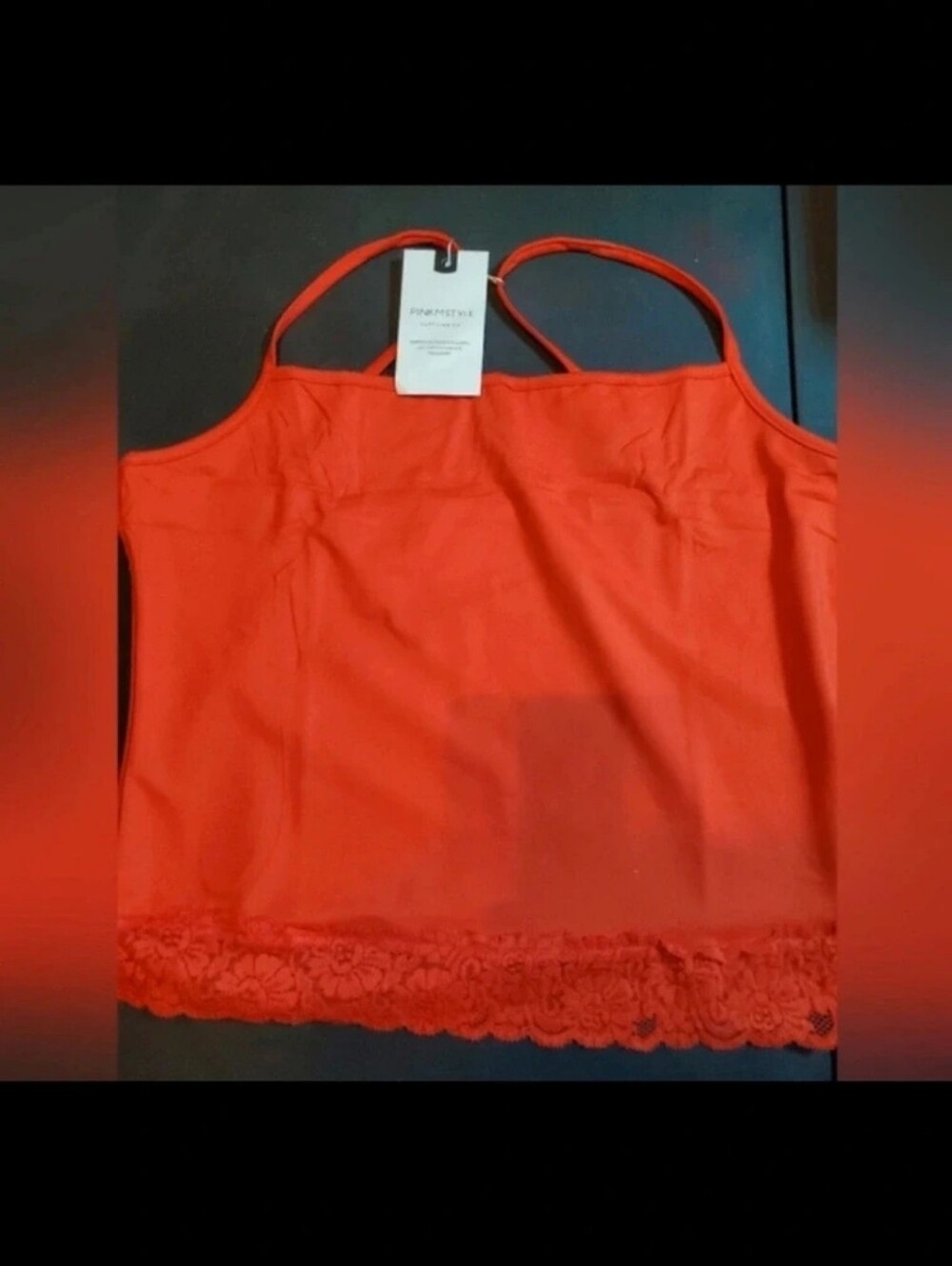 Womens Large Lace-Hem Cami Tank Top